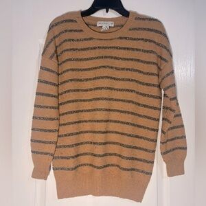 Love Crazy Sweater with Gold/Bronze Metallic Horizontal Stripes
